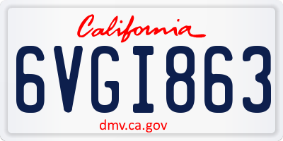CA license plate 6VGI863