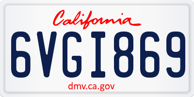 CA license plate 6VGI869
