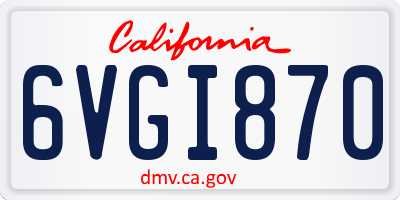 CA license plate 6VGI870