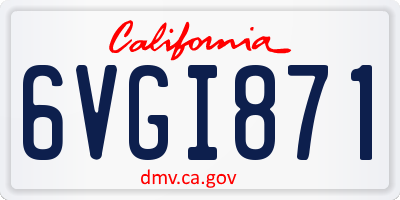 CA license plate 6VGI871
