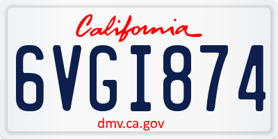 CA license plate 6VGI874