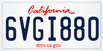 CA license plate 6VGI880