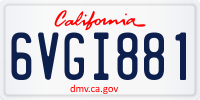 CA license plate 6VGI881