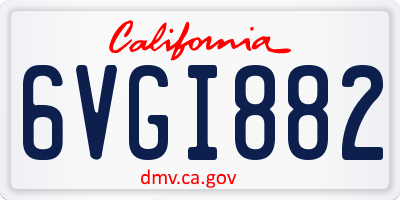 CA license plate 6VGI882