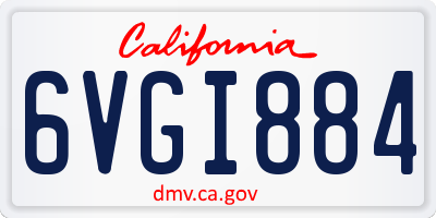 CA license plate 6VGI884