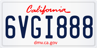 CA license plate 6VGI888