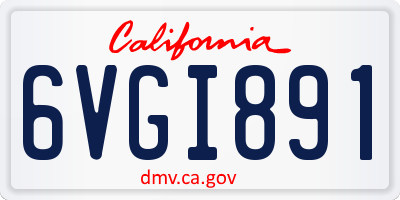 CA license plate 6VGI891