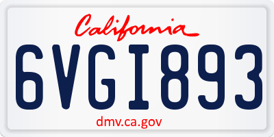 CA license plate 6VGI893