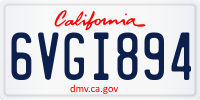 CA license plate 6VGI894