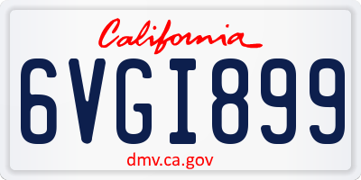 CA license plate 6VGI899