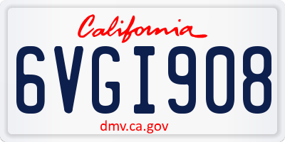 CA license plate 6VGI908