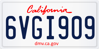 CA license plate 6VGI909