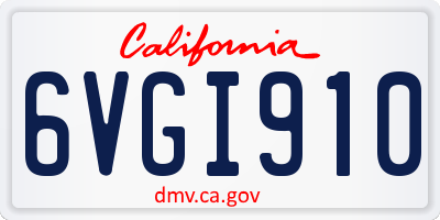 CA license plate 6VGI910