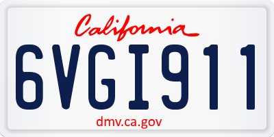 CA license plate 6VGI911
