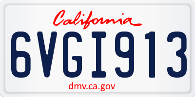 CA license plate 6VGI913
