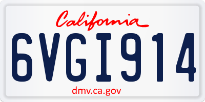 CA license plate 6VGI914