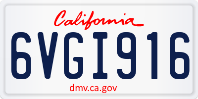 CA license plate 6VGI916