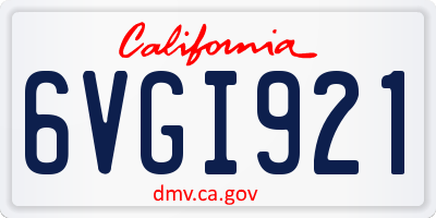 CA license plate 6VGI921