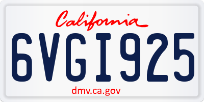 CA license plate 6VGI925