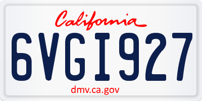 CA license plate 6VGI927