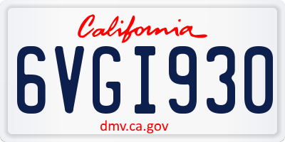 CA license plate 6VGI930
