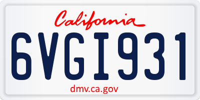 CA license plate 6VGI931