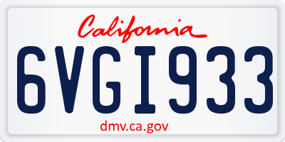 CA license plate 6VGI933