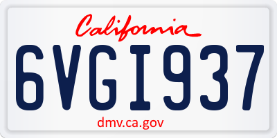 CA license plate 6VGI937