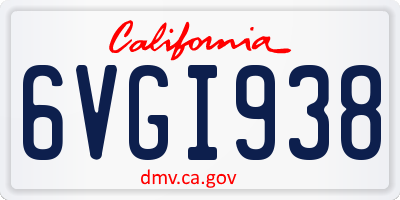 CA license plate 6VGI938