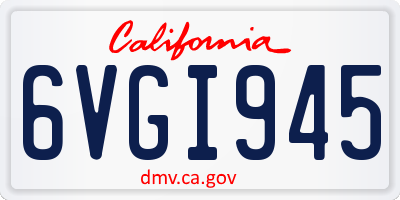 CA license plate 6VGI945