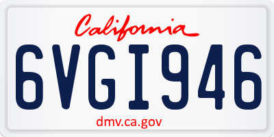 CA license plate 6VGI946