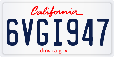 CA license plate 6VGI947