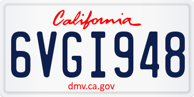 CA license plate 6VGI948