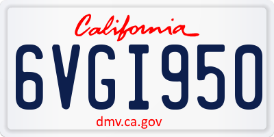 CA license plate 6VGI950