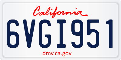 CA license plate 6VGI951