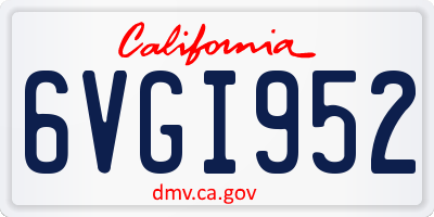 CA license plate 6VGI952
