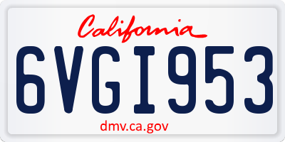 CA license plate 6VGI953