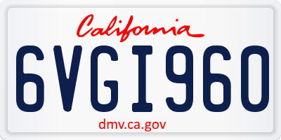 CA license plate 6VGI960