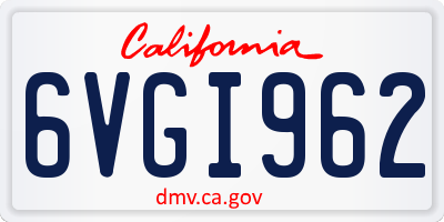 CA license plate 6VGI962