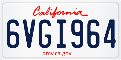 CA license plate 6VGI964