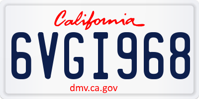 CA license plate 6VGI968