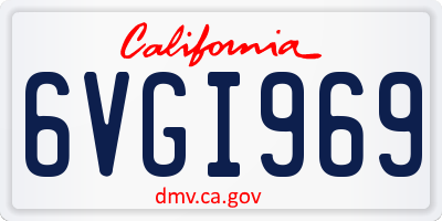 CA license plate 6VGI969
