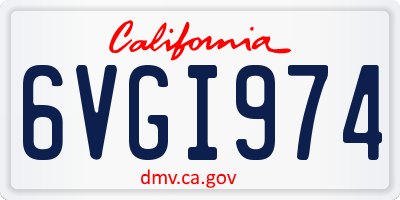 CA license plate 6VGI974