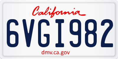CA license plate 6VGI982