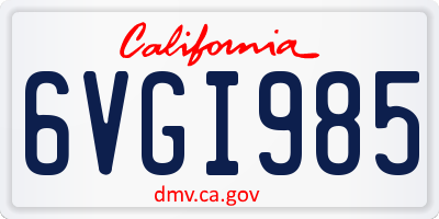 CA license plate 6VGI985