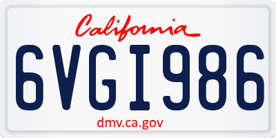 CA license plate 6VGI986