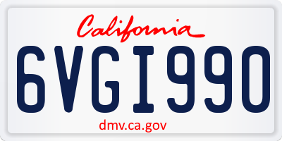 CA license plate 6VGI990