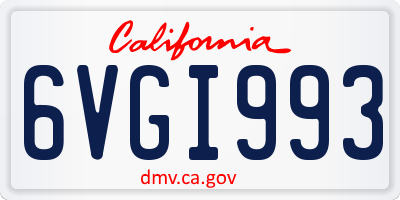 CA license plate 6VGI993