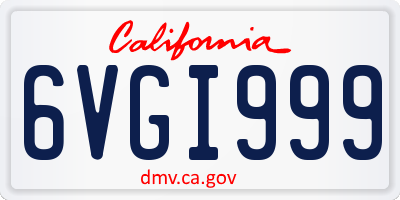 CA license plate 6VGI999