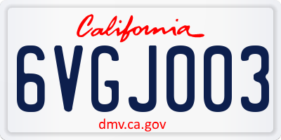 CA license plate 6VGJ003